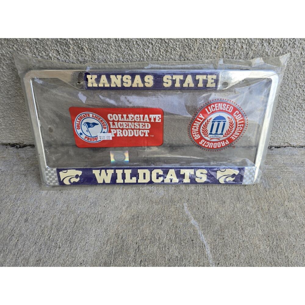 Brand New NCAA Kansas State University Metal License Plate Frame Chrome Wildcats